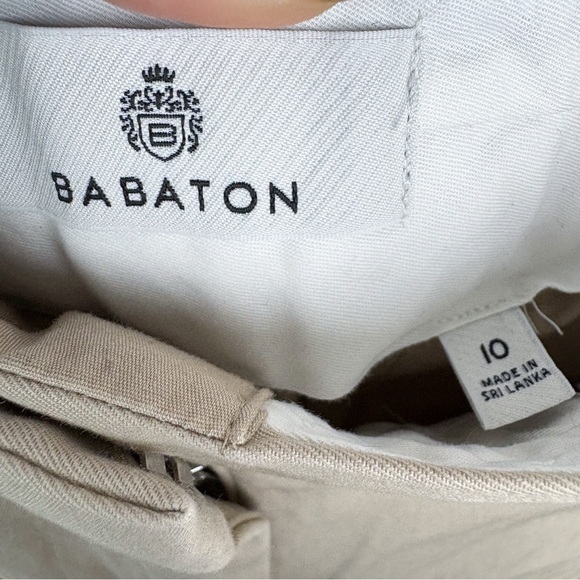 Aritzia Babaton Pursuit Pant High Rise Twill Flat Front Humus Beige Cotton 10 - Picture 4 of 7